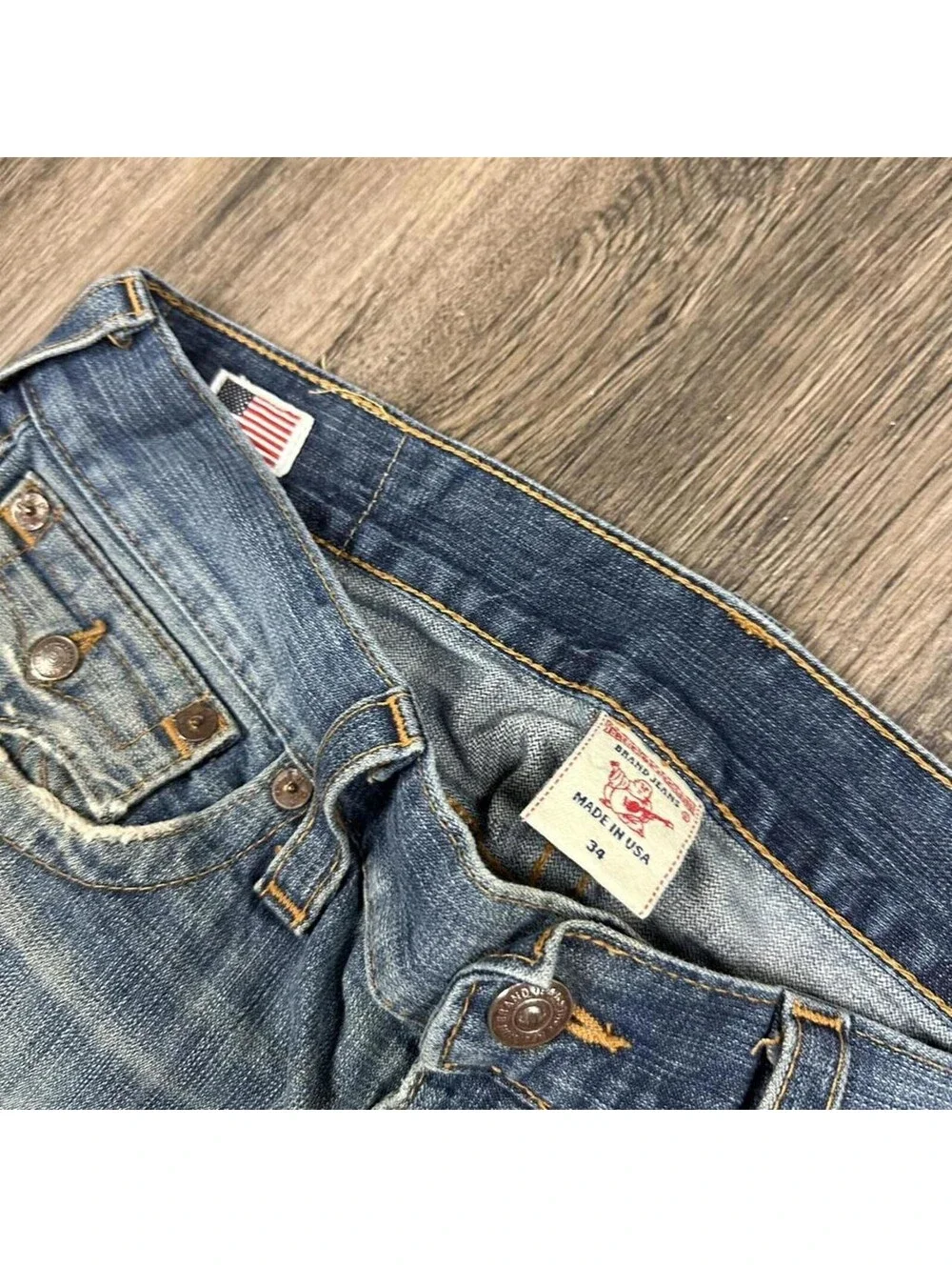 Y2K True religion loose Bootcut grunge faded distressed jeans Men 36x31